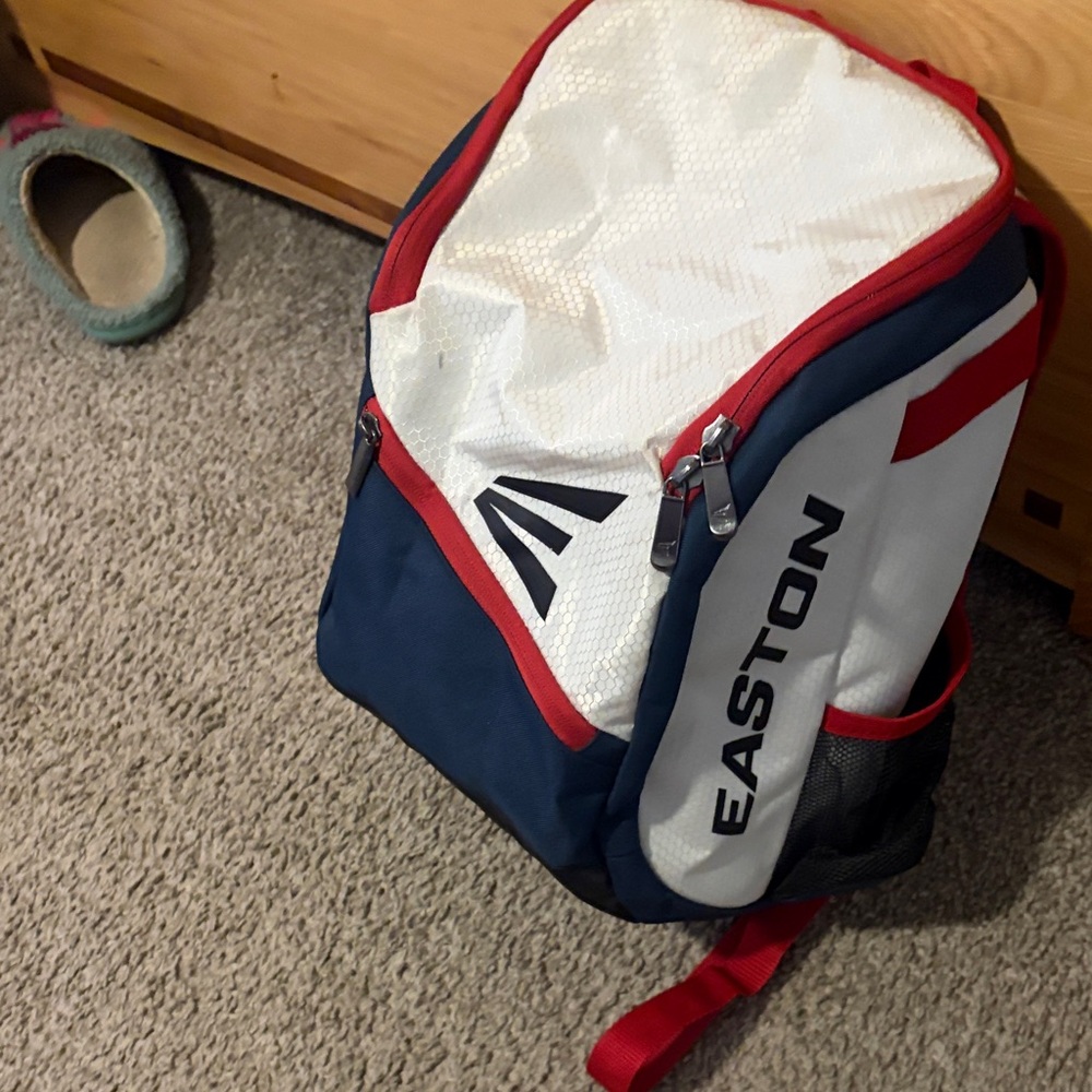 Boys Easton Navy White Red Baseball Backpack